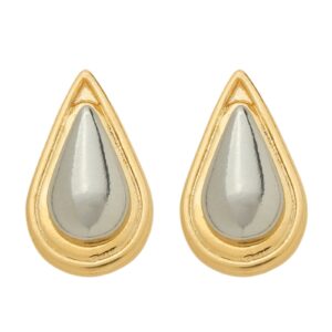 Brinco Dourado e Prateado Formato Gota